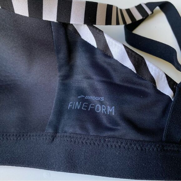 Brooks Fine Form Moving Comfort Medium Black white Sports Bra - Picture 7 of 8